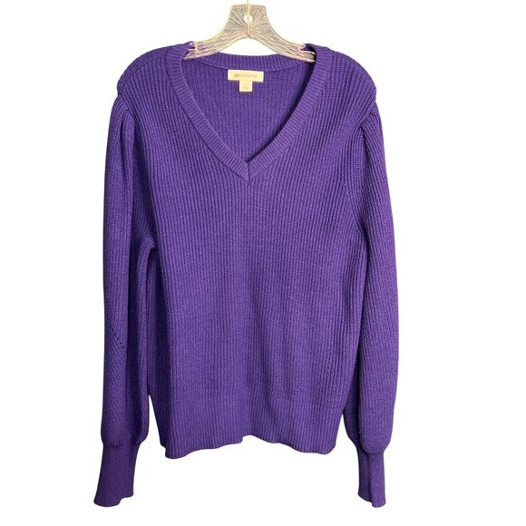 Liz Claiborne Womens V-Neck Purple Sweater L - Picture 2 of 7